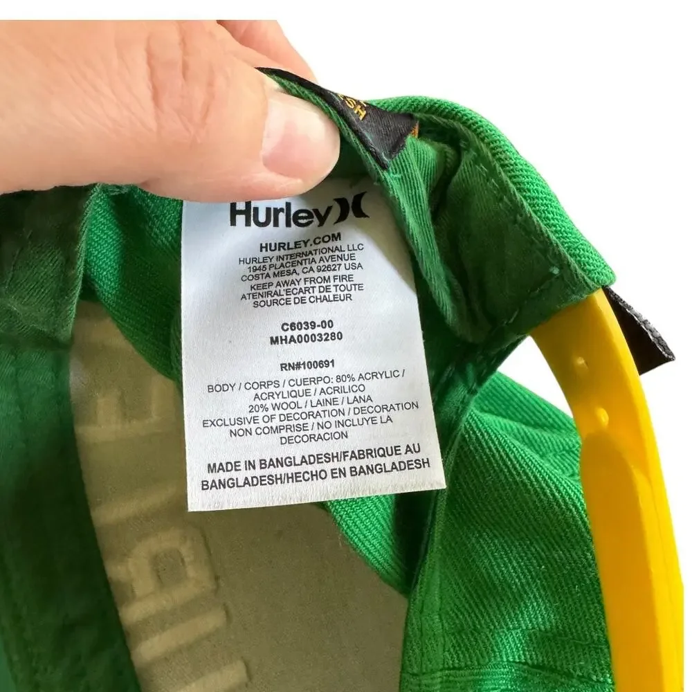 Hurley Classics Yupoong Brasil Brazil Flag Under Brim Ball Cap Wool Blend Green